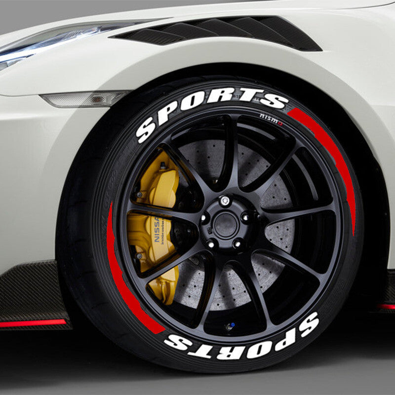 8 sets of sports tire lettering stickers, 1.06 inches, 14 inches - 22 inches, permanent tire lettering