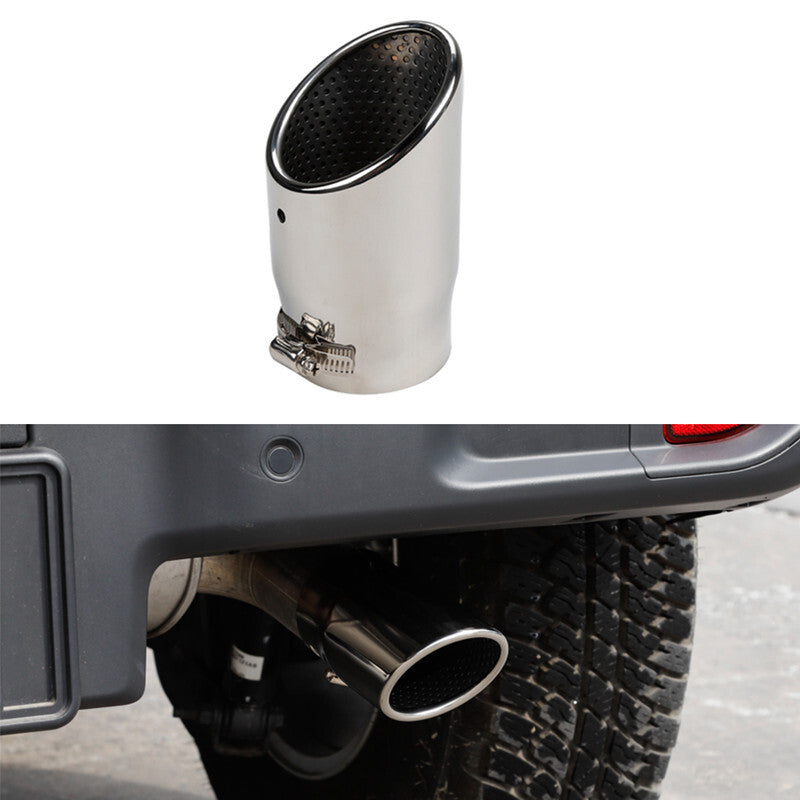Chrome Car 87mm Tip Muffler Stainless Steel Exhaust Pipe Roasted Tail Throat 1Pc