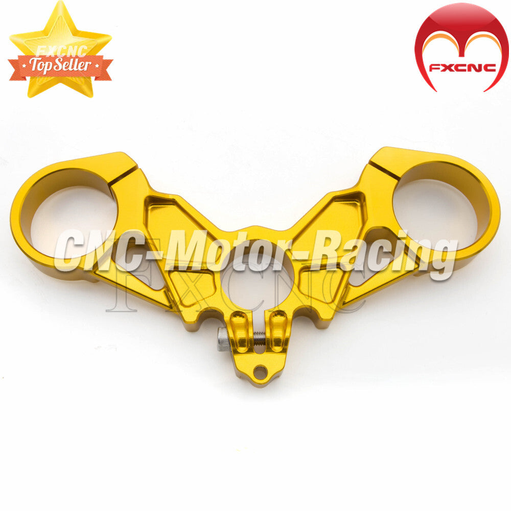 CNC aluminum alloy motorcycle three-tree top clip, gold finish, suitable for Ducati 749, 848, 999