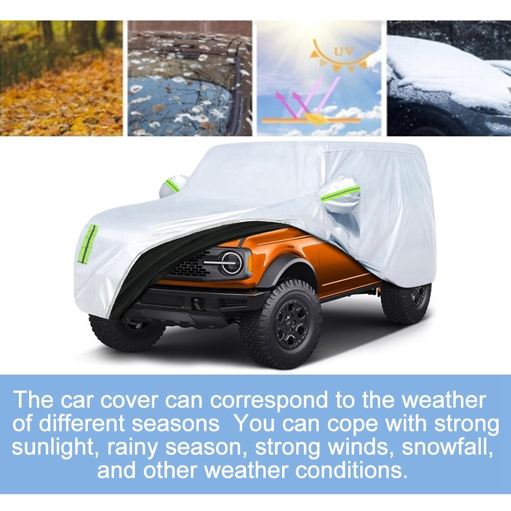Car Full Cover Waterproof Snowproof Car Protector for Ford Bronco 2 Door Silver