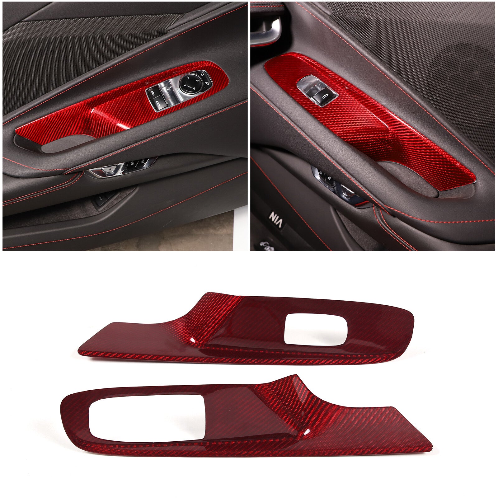 Genuine carbon fiber console cup holder cover for Corvette C7 2014-2019
