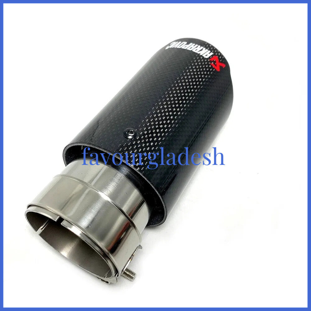 1 X IN 2.0 48MM OUT: 3.0 76MM Akrapovic Glossy Carbon Fiber Pipe Exhaust Tip