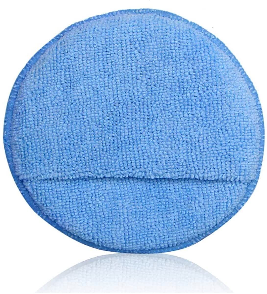 Microfiber wax applicator with finger pocket for wax foam sponges