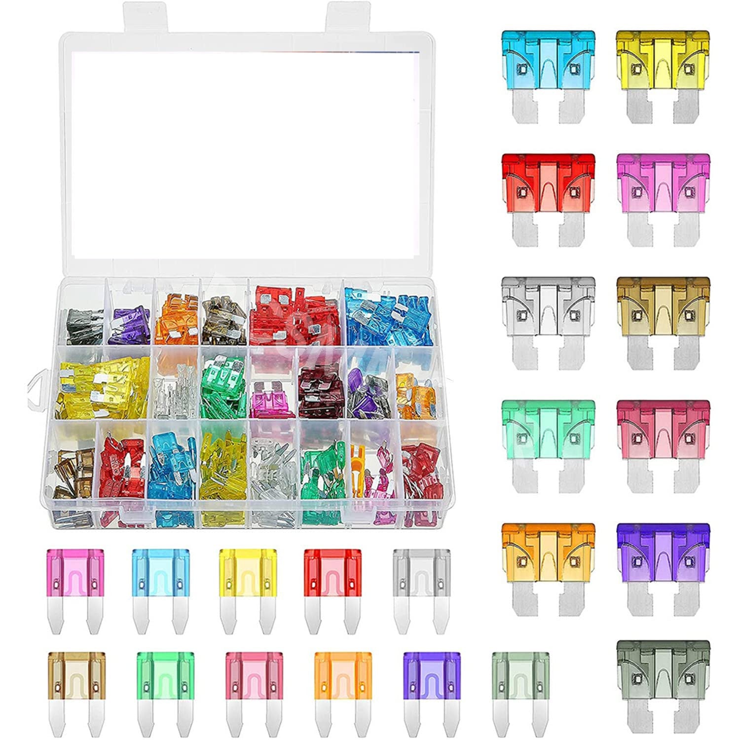 Car Blade Fuse Mixed With Clamp 2A 3A 5A 7.5A 10A 15A 20A 25A 30A 35A 40A