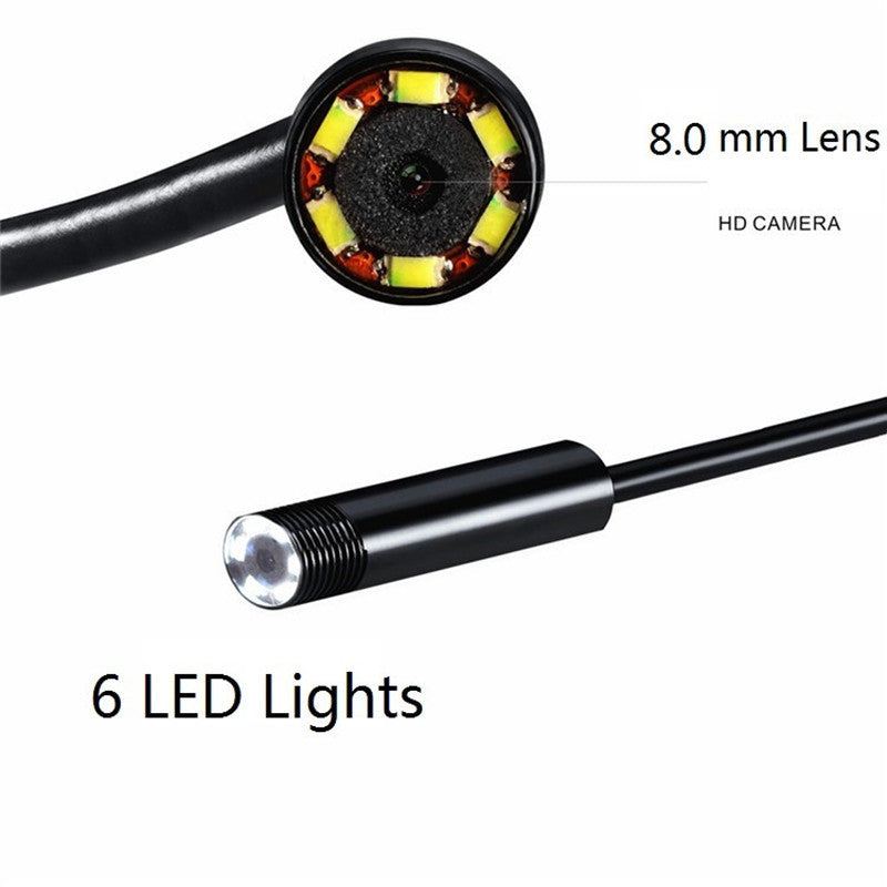 8mm lens Inspection Pipe Endoscope USB Camera 6LED Borescope Android Phone PC