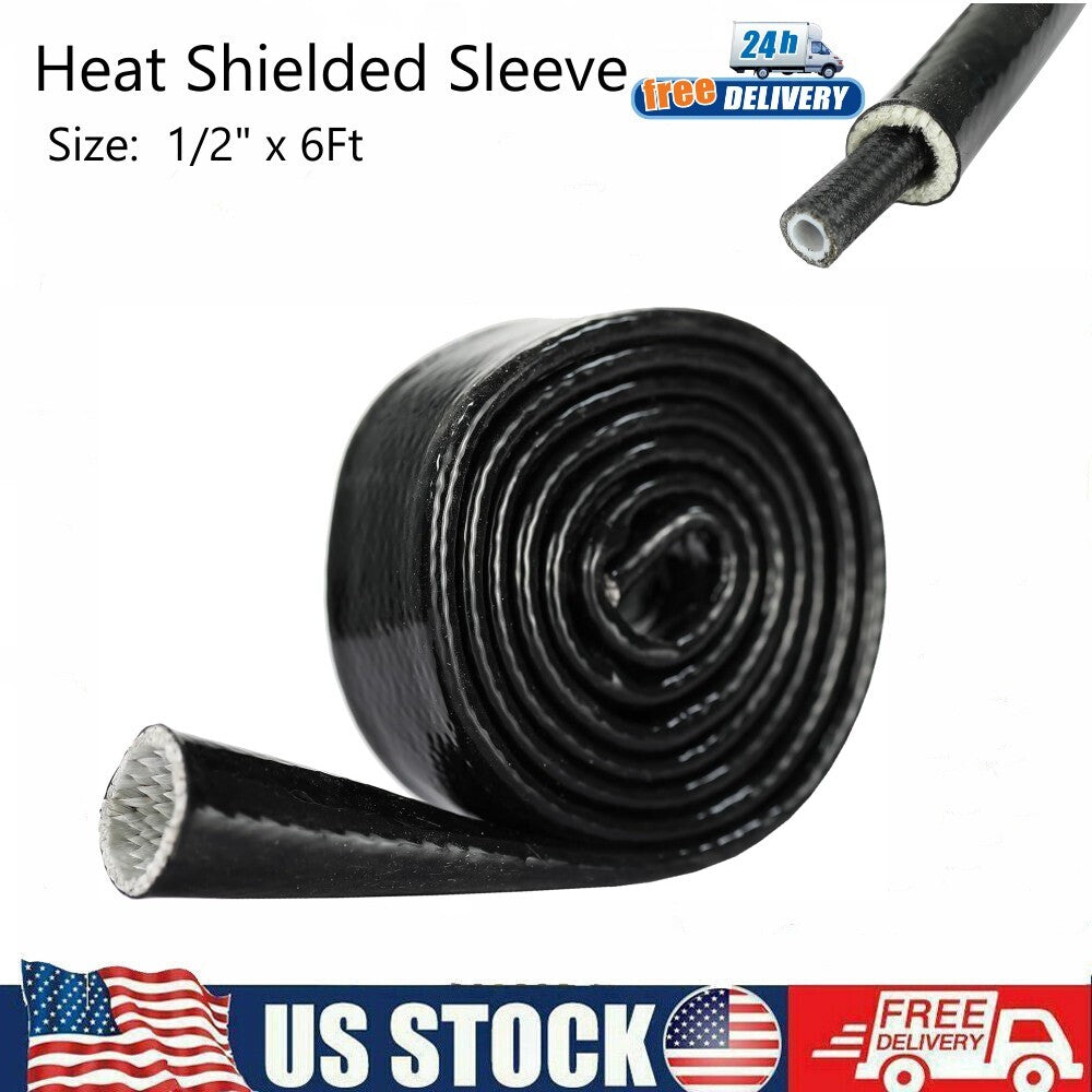 1/2-inch ID13mm heat shield, fireproof silicone rubber coated braided spark plug wire