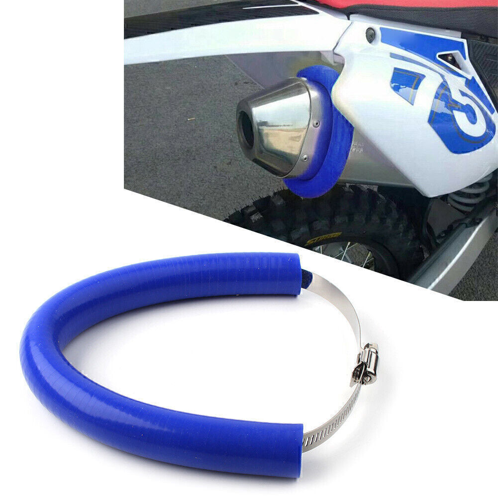 Universal Dirt Bike Exhaust Pipe Heat Shield Crash Protector Guard Blue