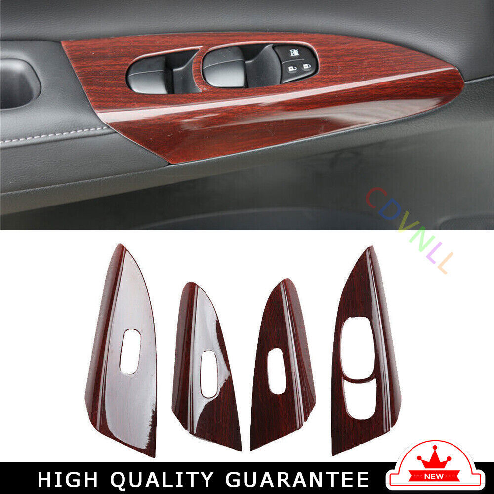 Glass Window Lifting Lock Panel Trim 4 Fit for Nissan Sentra 2013-2019 Red Wood