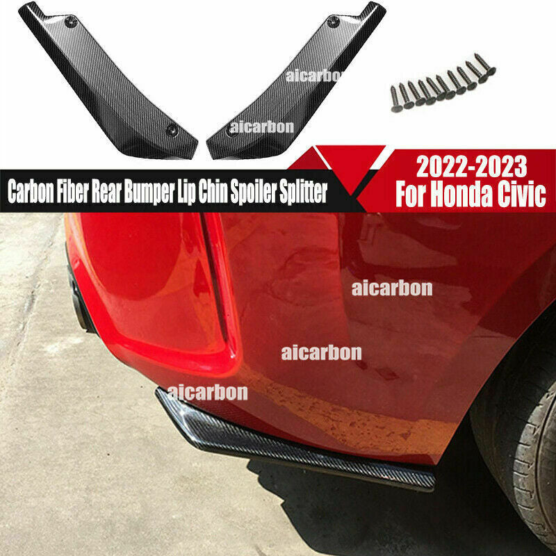 for Honda for Civic 11th 2022-2023 Carbon Fiber Rear Bumper Spoiler Corner Guard ABS