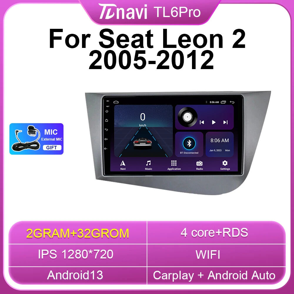 Android CarPlay Car Radio for Seat Leon 2 MK2 2005-2012 Stereo GPS Player Screen