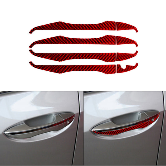 8x Red Carbon Fiber Door Handle Stickers Cover Trim for Toyota for Corolla 2014-2018