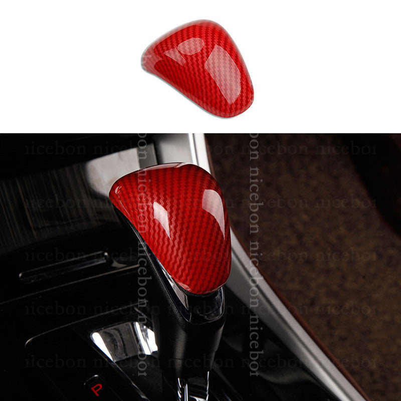 for Honda Accord 2014-2017 Red Carbon Fiber Car Gear Shift Knob Cover Head Trim