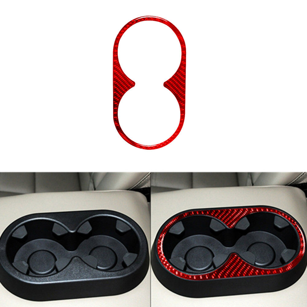Red Carbon Fiber Rear Armrest Cup Holder Trim For Silverado/tahoe/ for sierra 2007-14