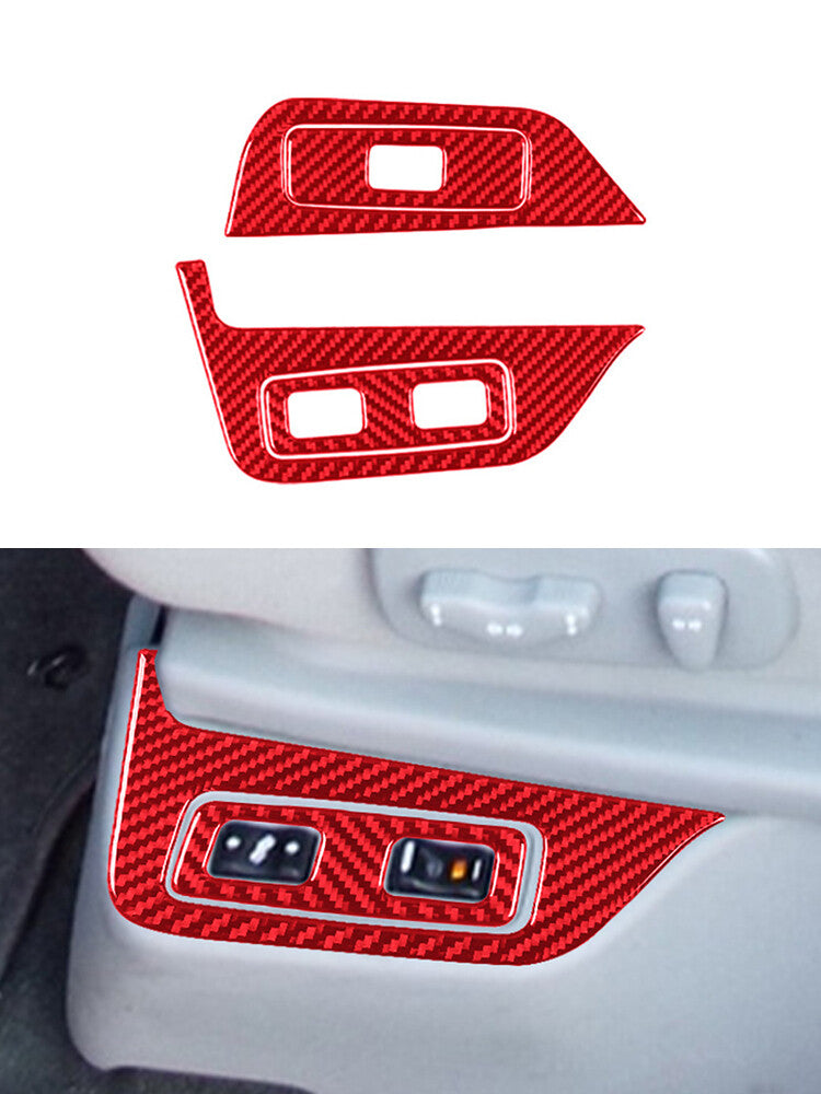 Red 4Pcs for Seat Heating Button Trim Cover Carbon Fiber for Nissan Quest 2004-2006