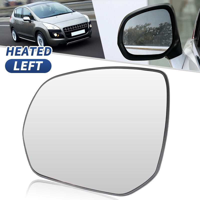 Left Wide Angle Wing Mirror Glass Clip On w/Heated for Peugeot 3008 2009-2016