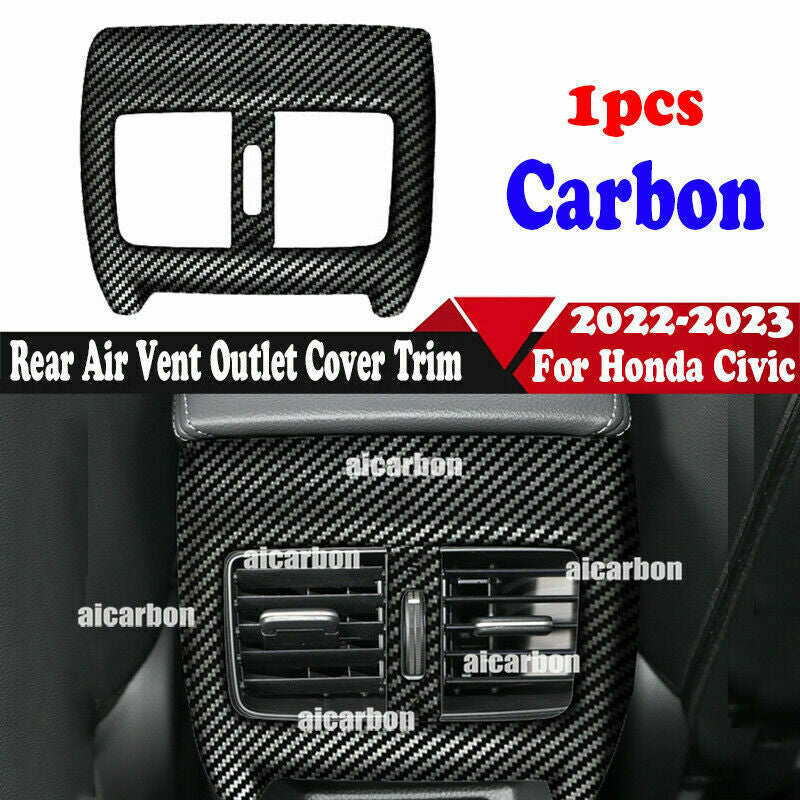 for Honda for Civic 2022-2023 Carbon Fiber ABS Inner Rear Air Vent Outlet Cover Trim