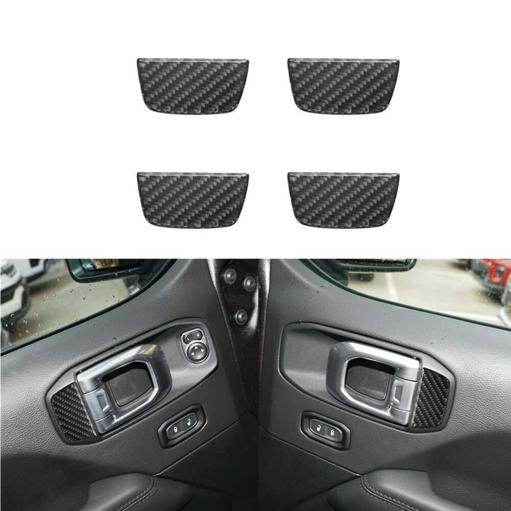 4x carbon fiber door handle trim for Jeep for Wrangler JL 2018 + gladiator 2020 +