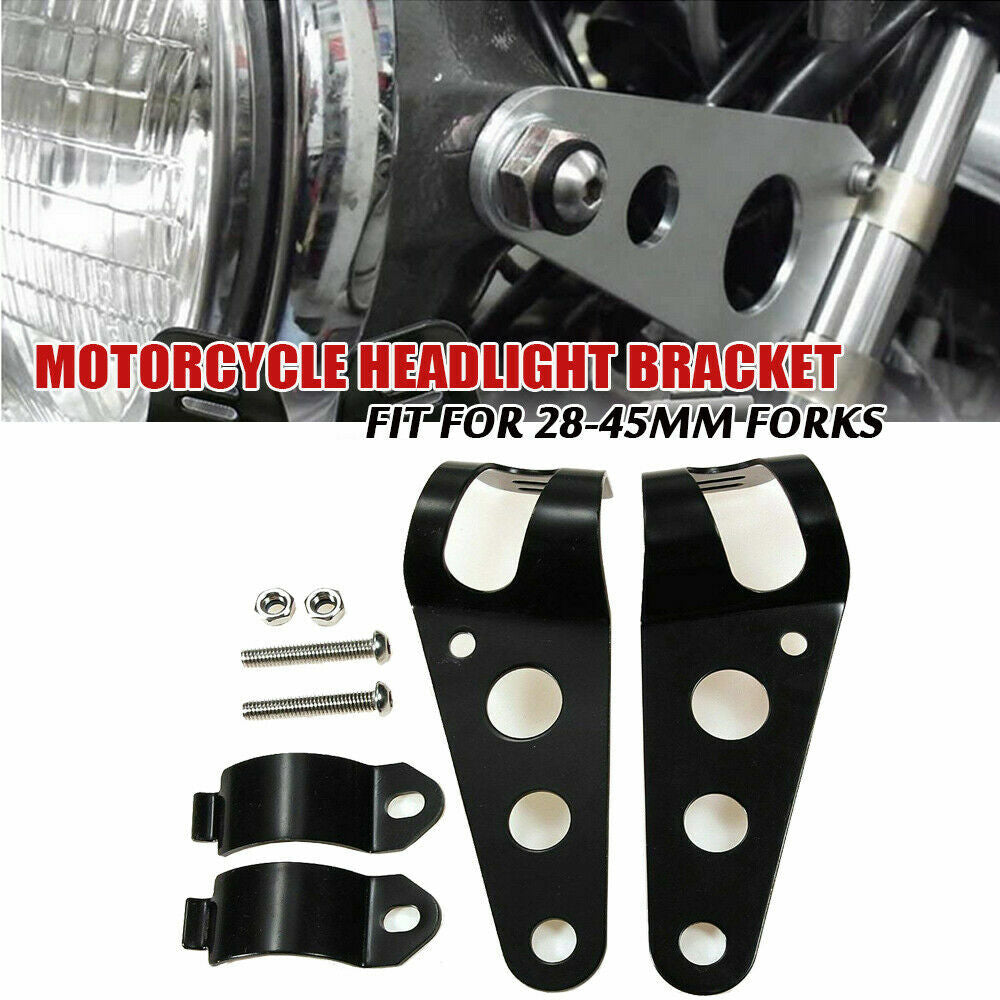 Universal Motorcycle 30-45mm Headlight Bracket Mount Fork Black
