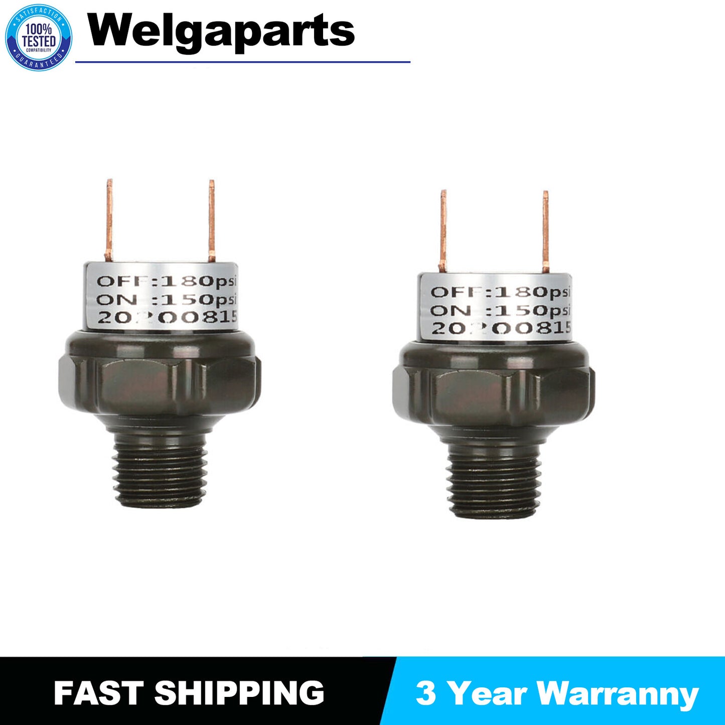 2pcs 150-180PSI Air Pressure Switch Tank Mount Thread 1/4 NPT 12V/24V For Train