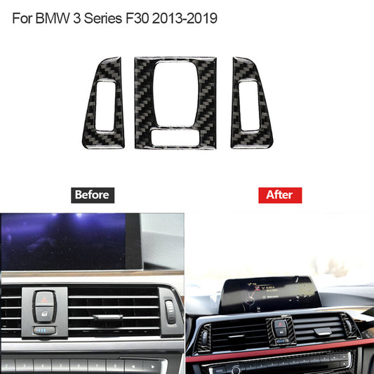 3Pcs Carbon Fiber Air Vent Outlet Trim Cover Fit for BMW 3 Series F30 2013-2019