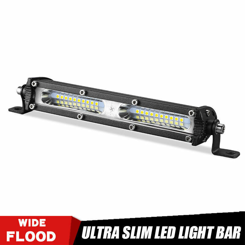7inch 60W Slim LED Work Light Bar Flood Single Row Off Road Driving Truck SUV US