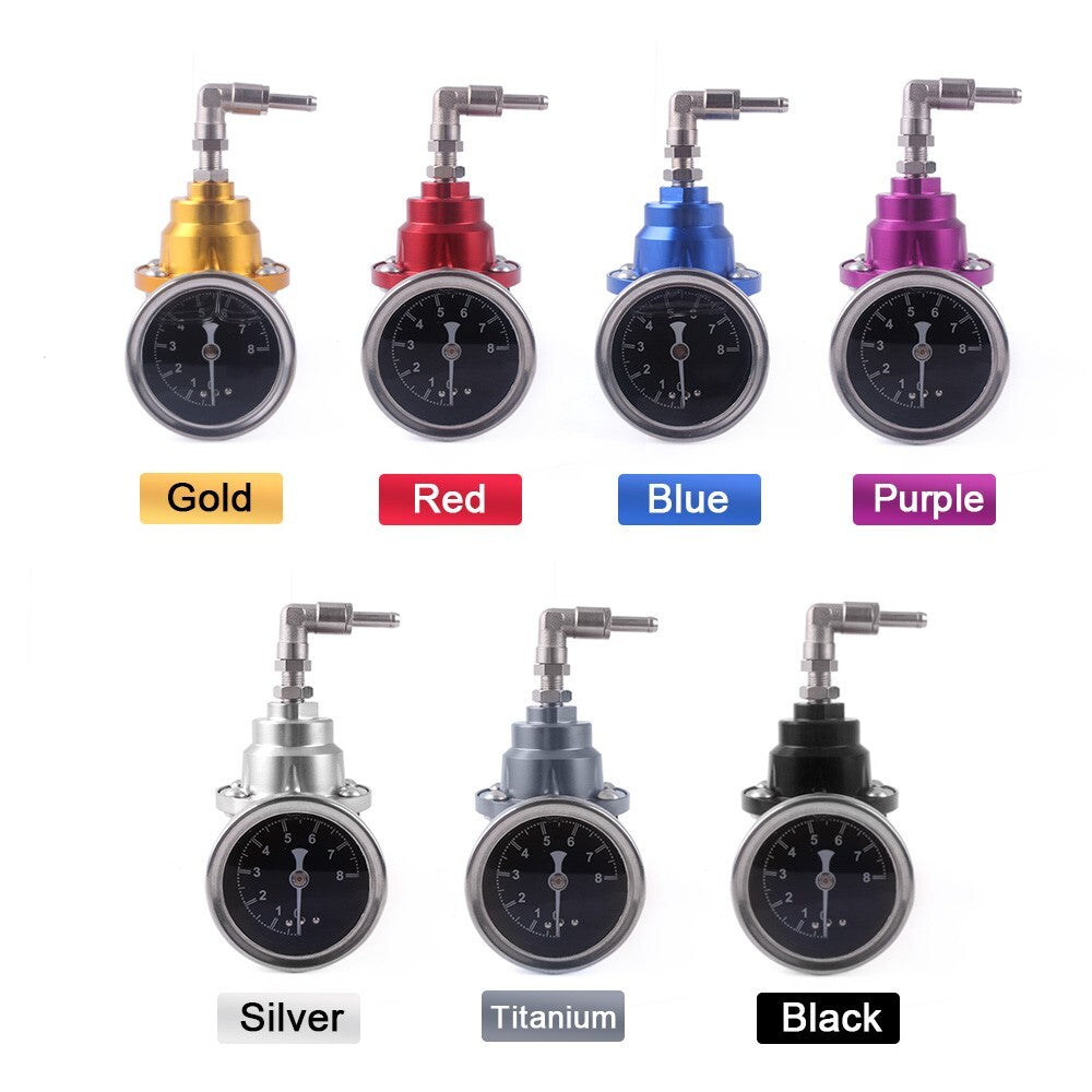 Purple Universal Adjustable Car Fuel Pressure Regulator with Oil Gauge Kit