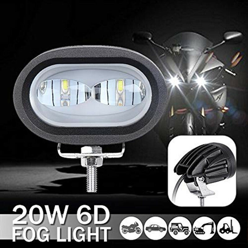 1Pcs Headlight Bulb Lamp Motorcycle Fog Light IP67 Waterproof 6000K 6D Lens LED