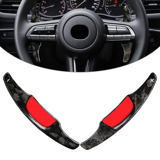 Carbon Fiber Steering Wheel Paddle Shifter Extension Fit for Mazda 3 2020-2021 Pair