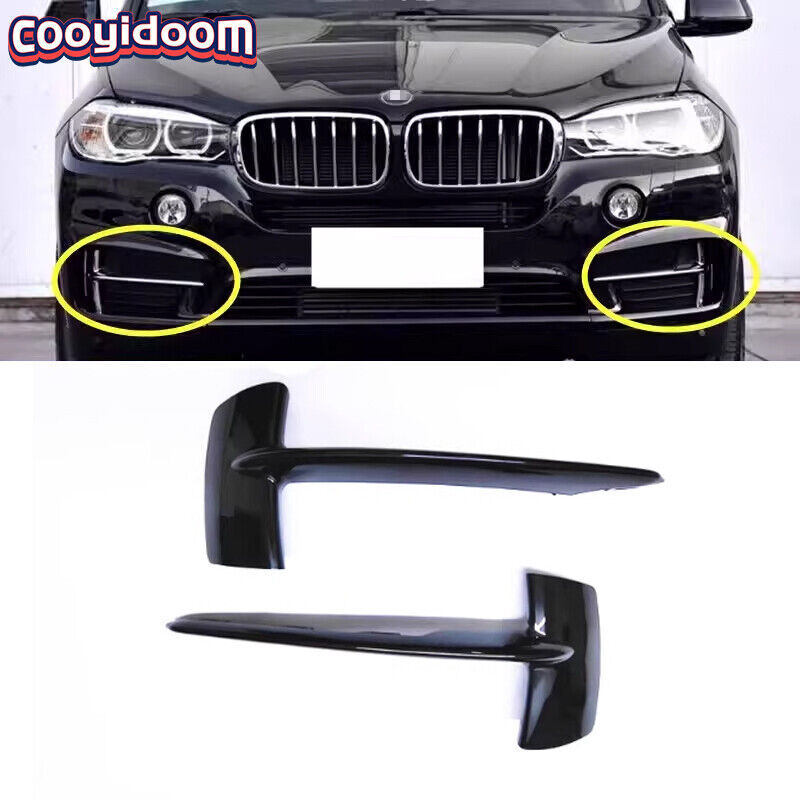 2X New for BMW X5 F15 Front Bumper Pure Black Excellence Chrome Grill 7325395