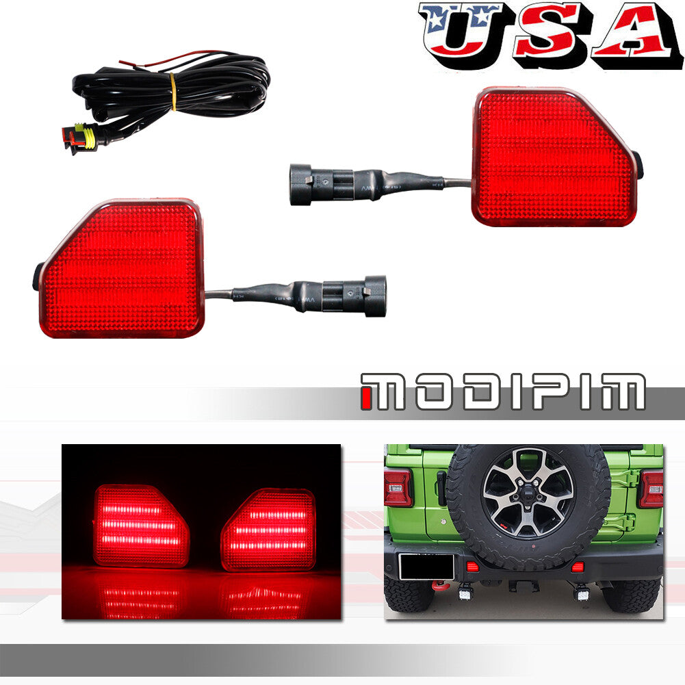 Red lens, red LED rear bumper reflector taillights suitable for 2018 for Jeep for Wrangler JL