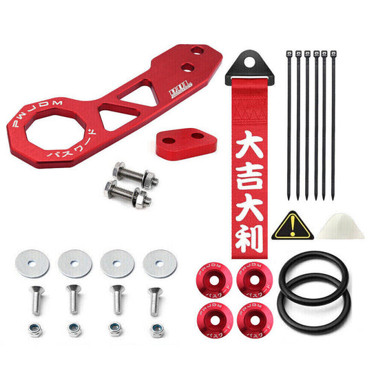 Universal JDM Aluminum Racing Car Rear Tow Hook Trailer Ring for Honda for Civic Red