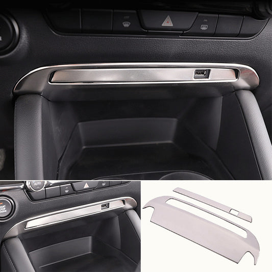 Stainless Matte Silver Central Console USB Frame Trim for Mazda 3 Axela 2019-23
