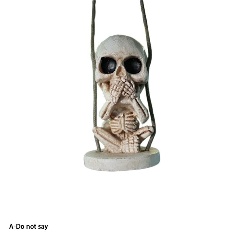Halloween Sugar Gothic Skull Car Mirror Hanging Rearview Accessory Decoration A