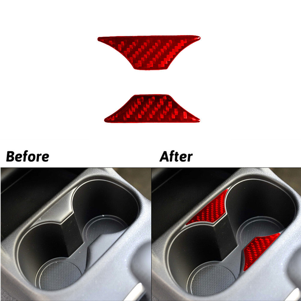 Red Carbon Fiber Center Cup Holder Frame Trim for Mitsubishi Outlander 2014-2016