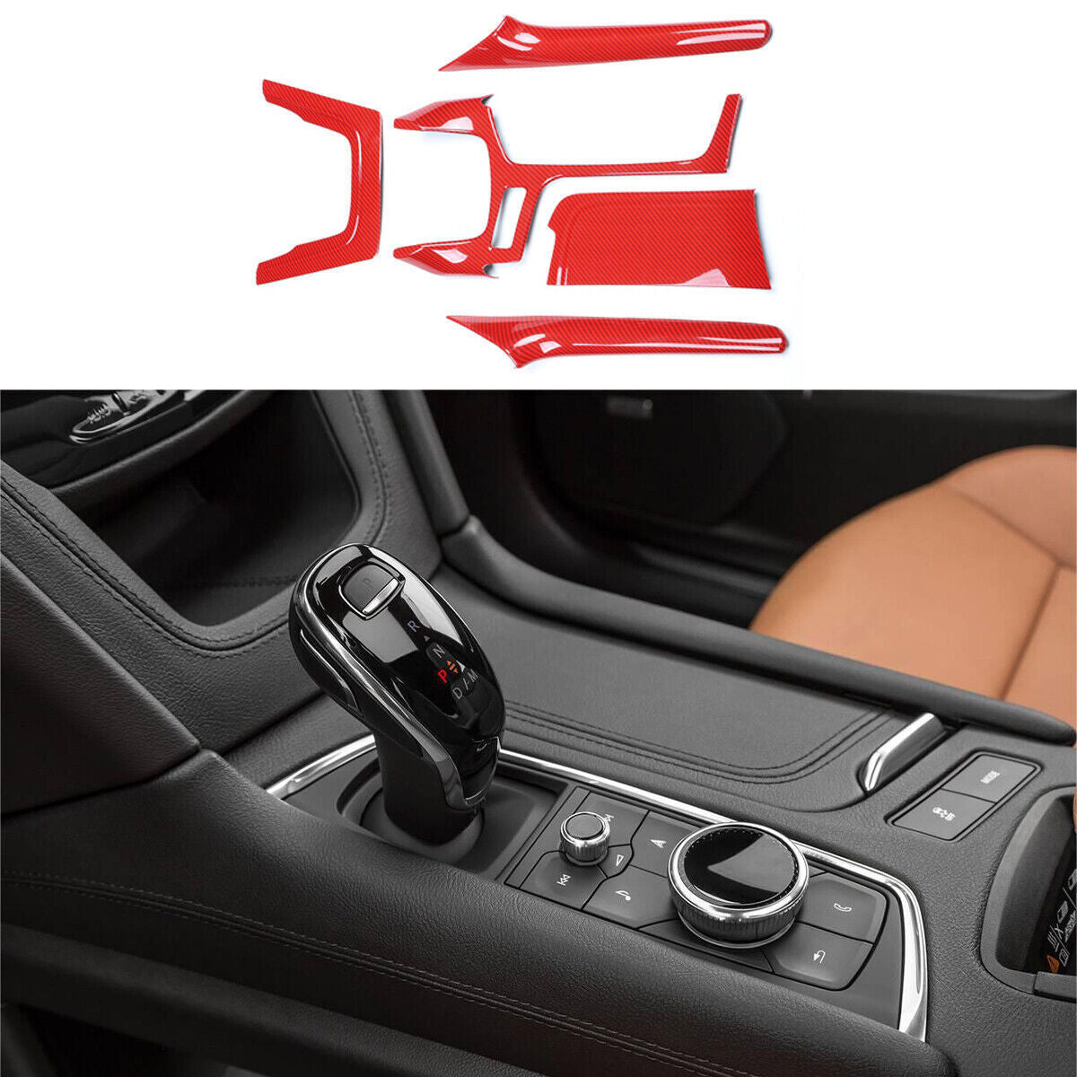 for Cadillac XT5 2020-2024 Red Carbon Fiber Interior Full Kit Molding Trim Cover