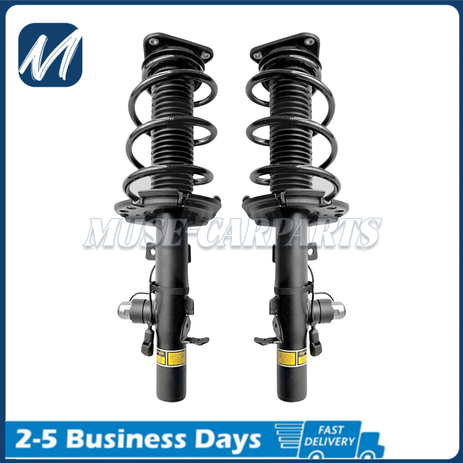 A pair of front shock absorber strut assemblies with electric adjustment suitable for Jaguar XJ X351 XJR XJR575 2010-2019