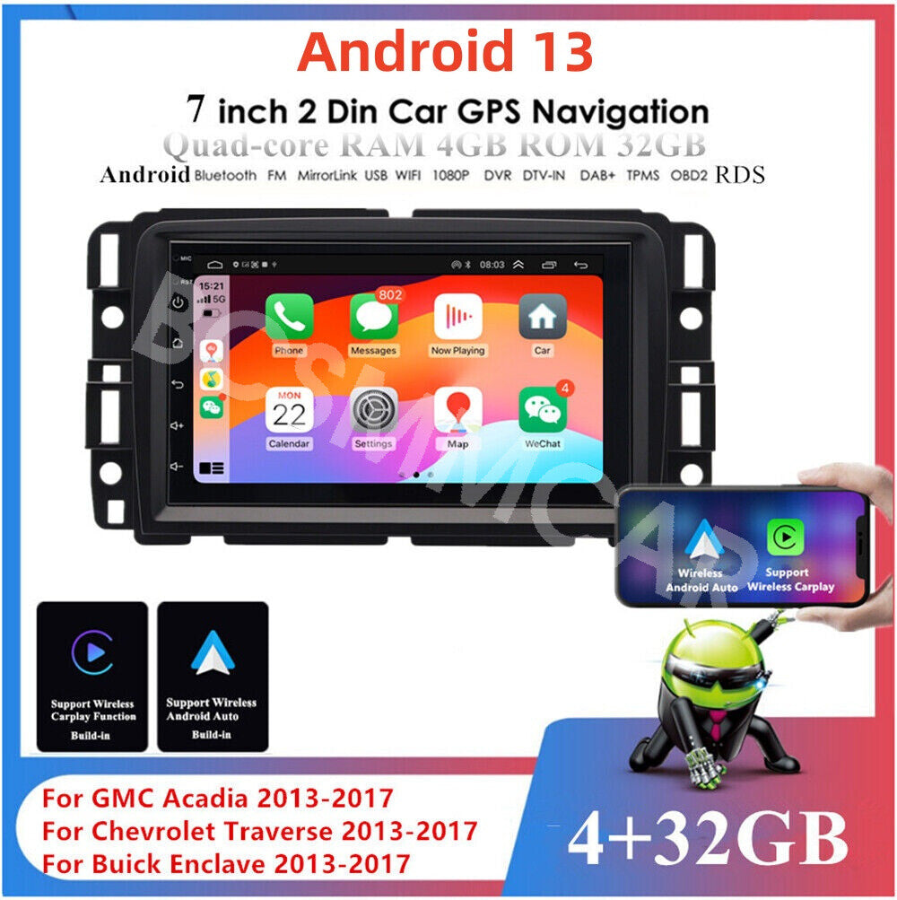 7in Car Stereo Radio Double 2Din GPS Navi W/Cam Fit for Buick Enclave 2013-2017