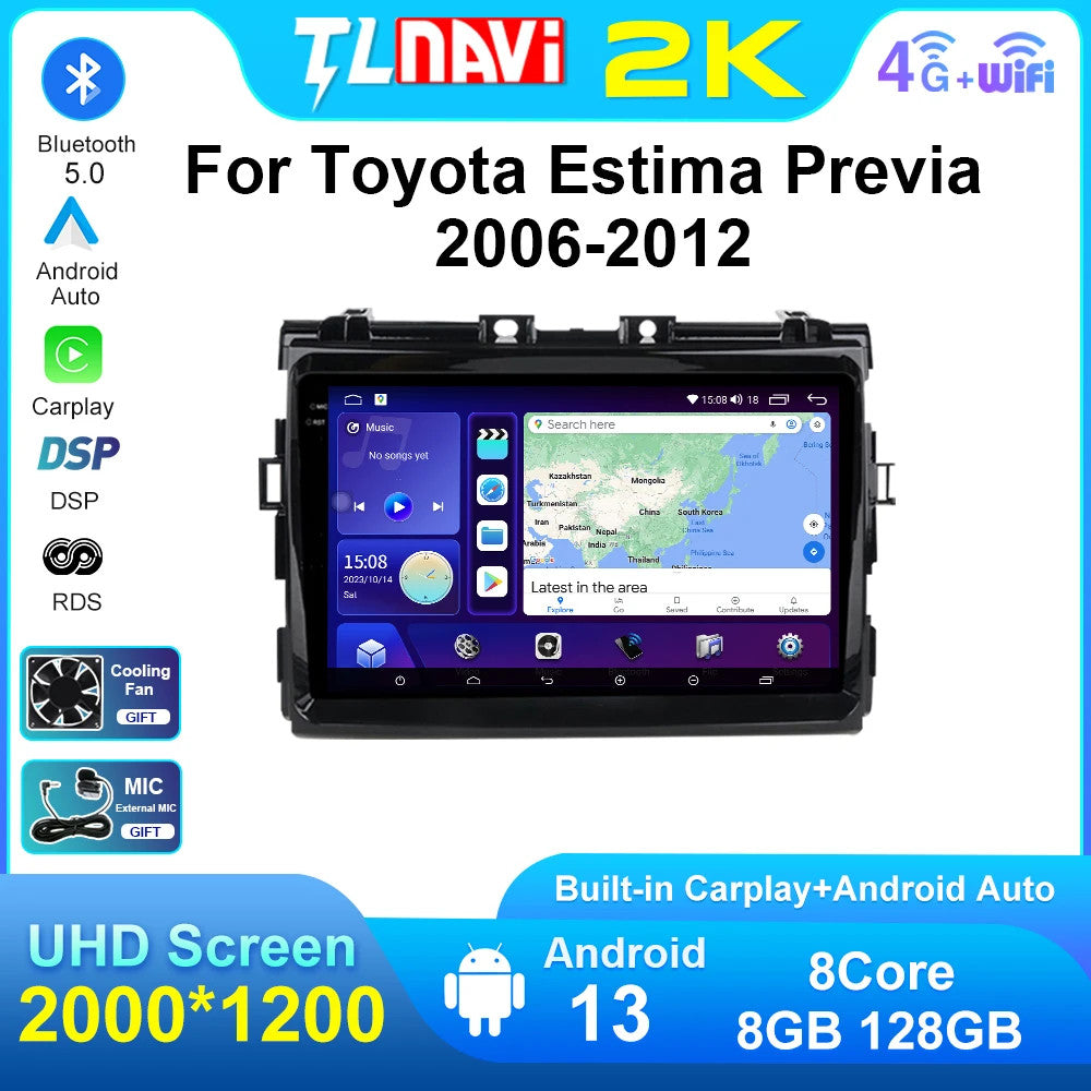 for Toyota Estima Previa Tarago Canarado 2006-2012 Android GPS CarPlay Car Radio