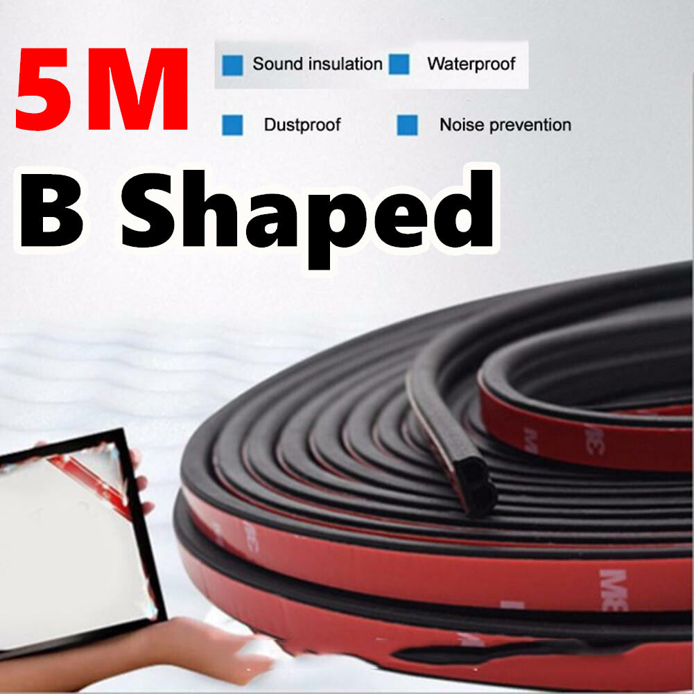 5M Sloping B Shaped Car Door Seal Strip Rubber Trunk Hood Edge Insulation Trim