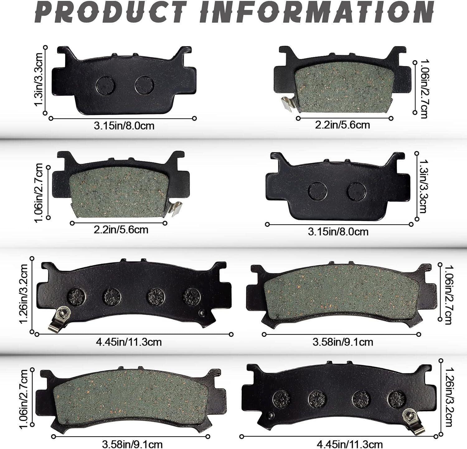 Brake Pad Kit for Honda Pioneer 1000 06451-HL4-A01 Complete Semi-Metallic