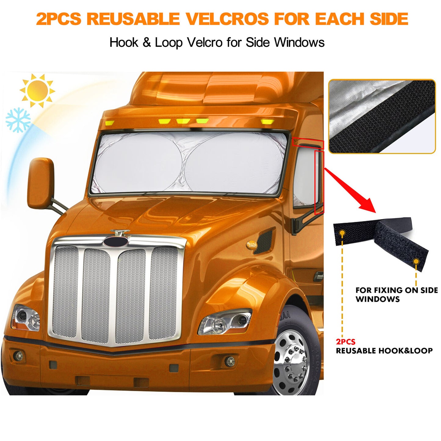 For International Truck Windshield Side Window Sun Shade UV Heat Block Cover