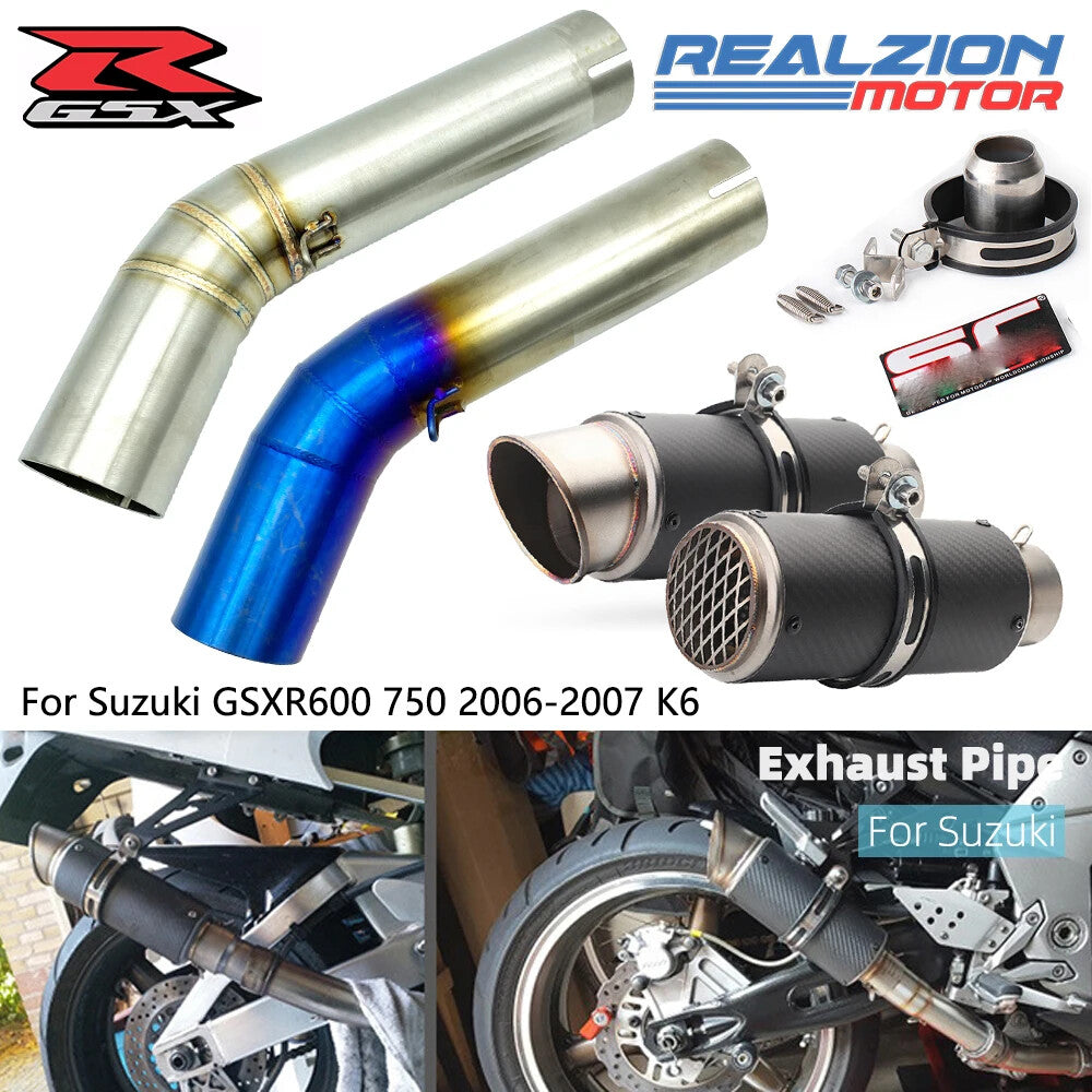 Middle Pipe Tailpipe Exhaust Pipe Slip On 51mm for Suzuki GSXR600 750 2006 2007 K6