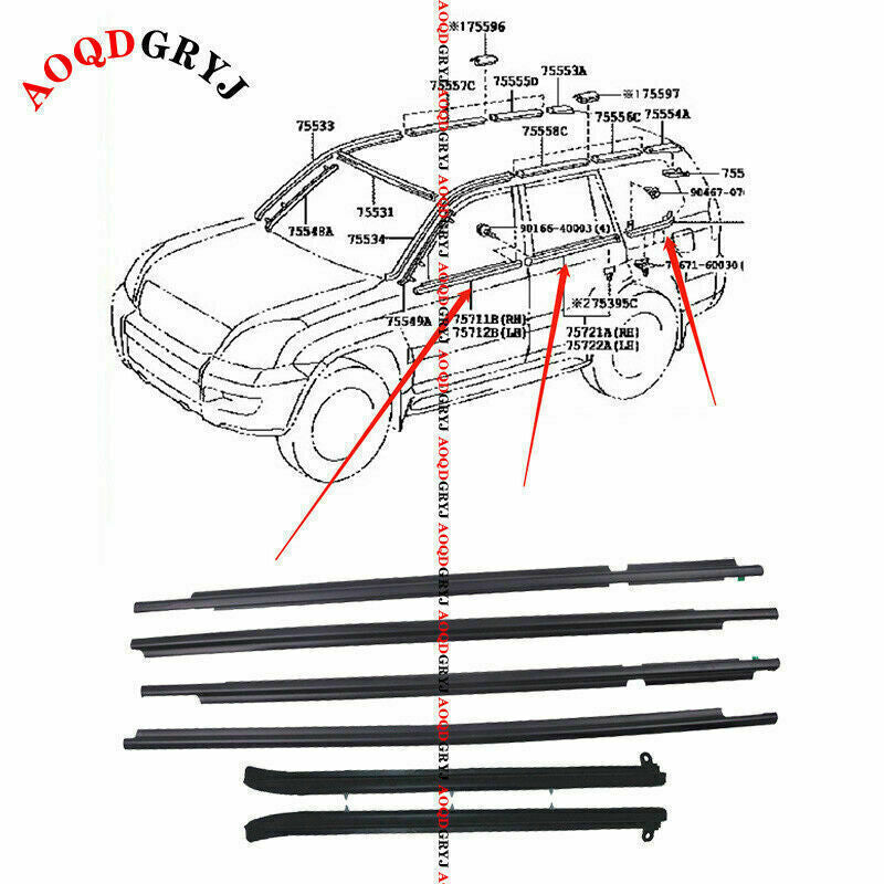 for Toyota for Land Cruiser Prado GX470 Quarter  Door Belt Moulding Black 03-09