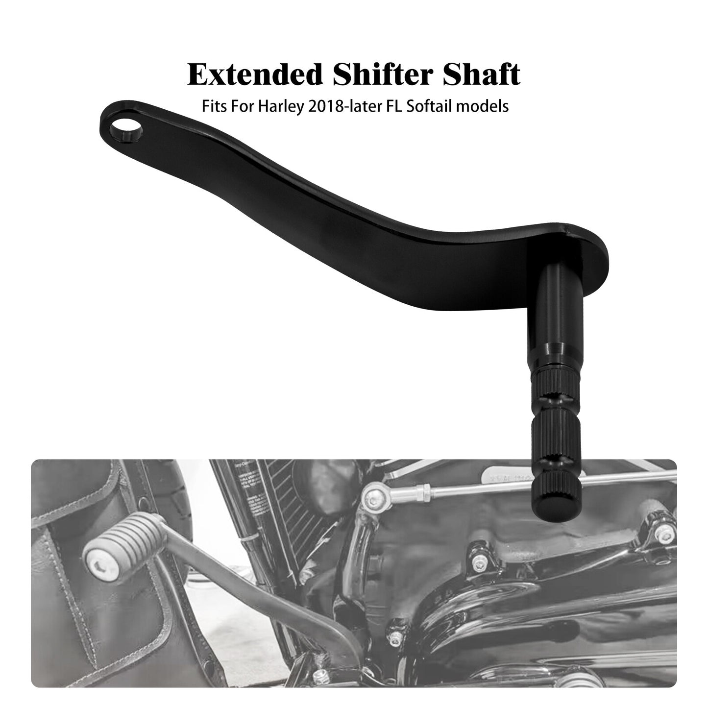 Black Extended Gear Shifter Shift Rod Lever Arm for Harley Softail Fat Boy 18-23