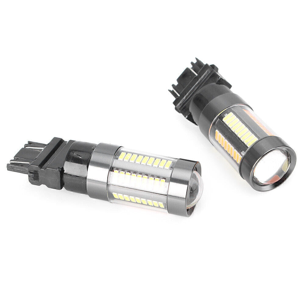 2X T25 3157 4014 66SMD Dual Color Switchback White Yellow 6000K LED Light Bulb