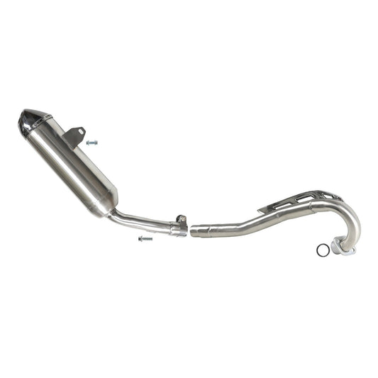 Motorcycle exhaust muffler kit for Apollo 150cc, 200cc, and 250cc Dirt Pit bicycles.