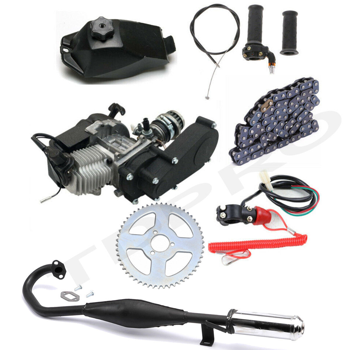 50cc 49cc 2 Stroke Engine Motor Exhaust Kit Pocket Dirt Bike Quad ATV Buggy Quad