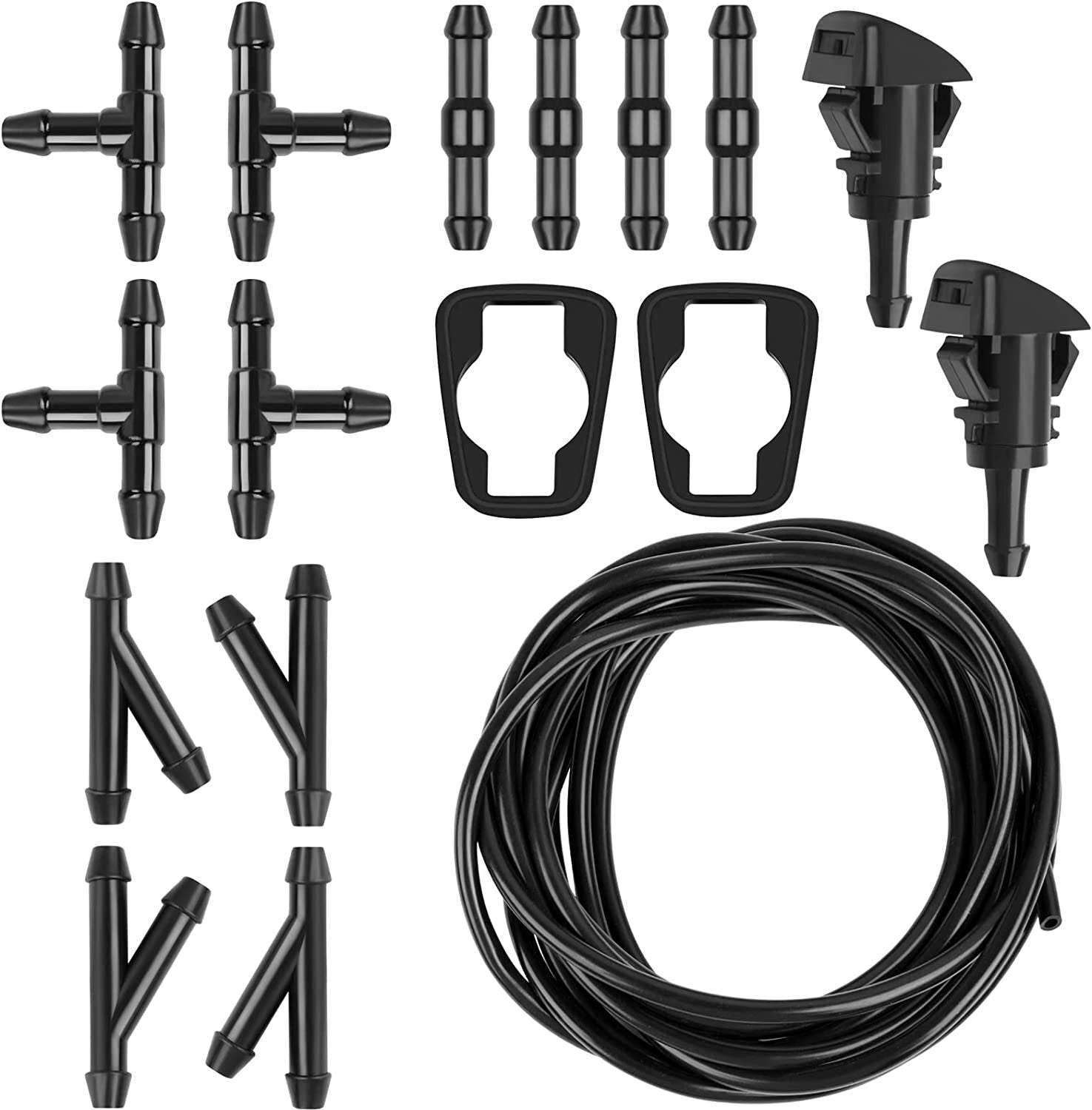 17pcs Windshield Washer Spray Nozzles Hose 5M  Connector Kit for Dodge for Jeep for RAM