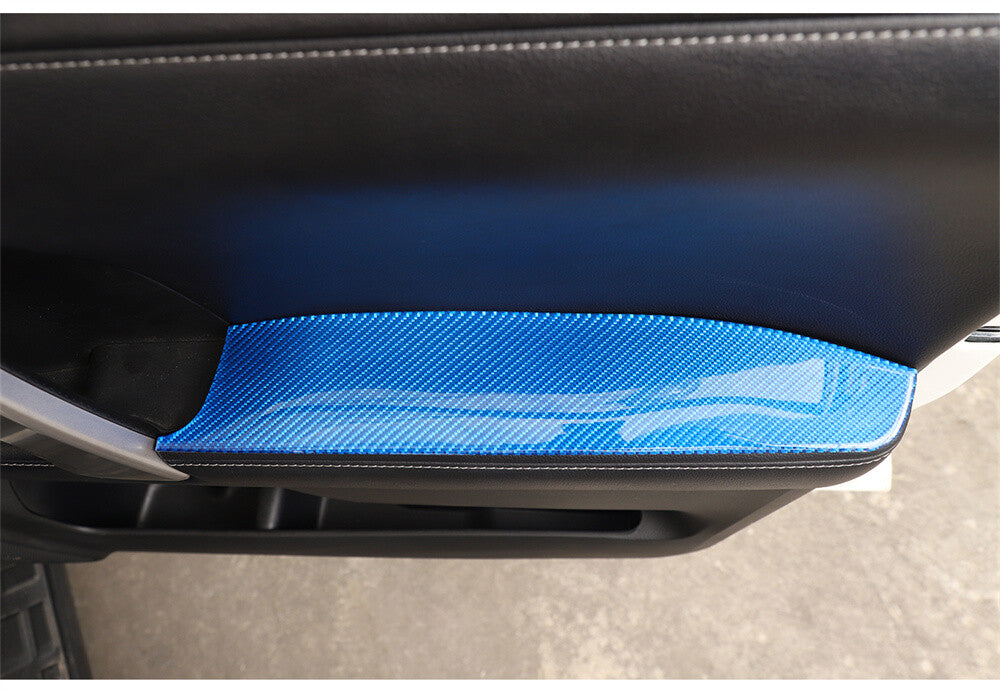 Blue Carbon Fiber Door Armrest Panel Decorative Cover For Toyot@ 4Runner 2010-23