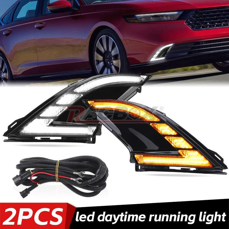 2x Front Bumper Fog Lights LED DRL for Honda Accord 2023-2024 Turn Signal Lamp